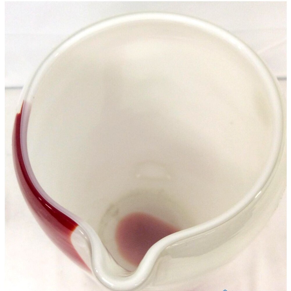 Vintage Action International Ltd. Glass Pitcher White & Red Swirl Pattern - Picture 4 of 7